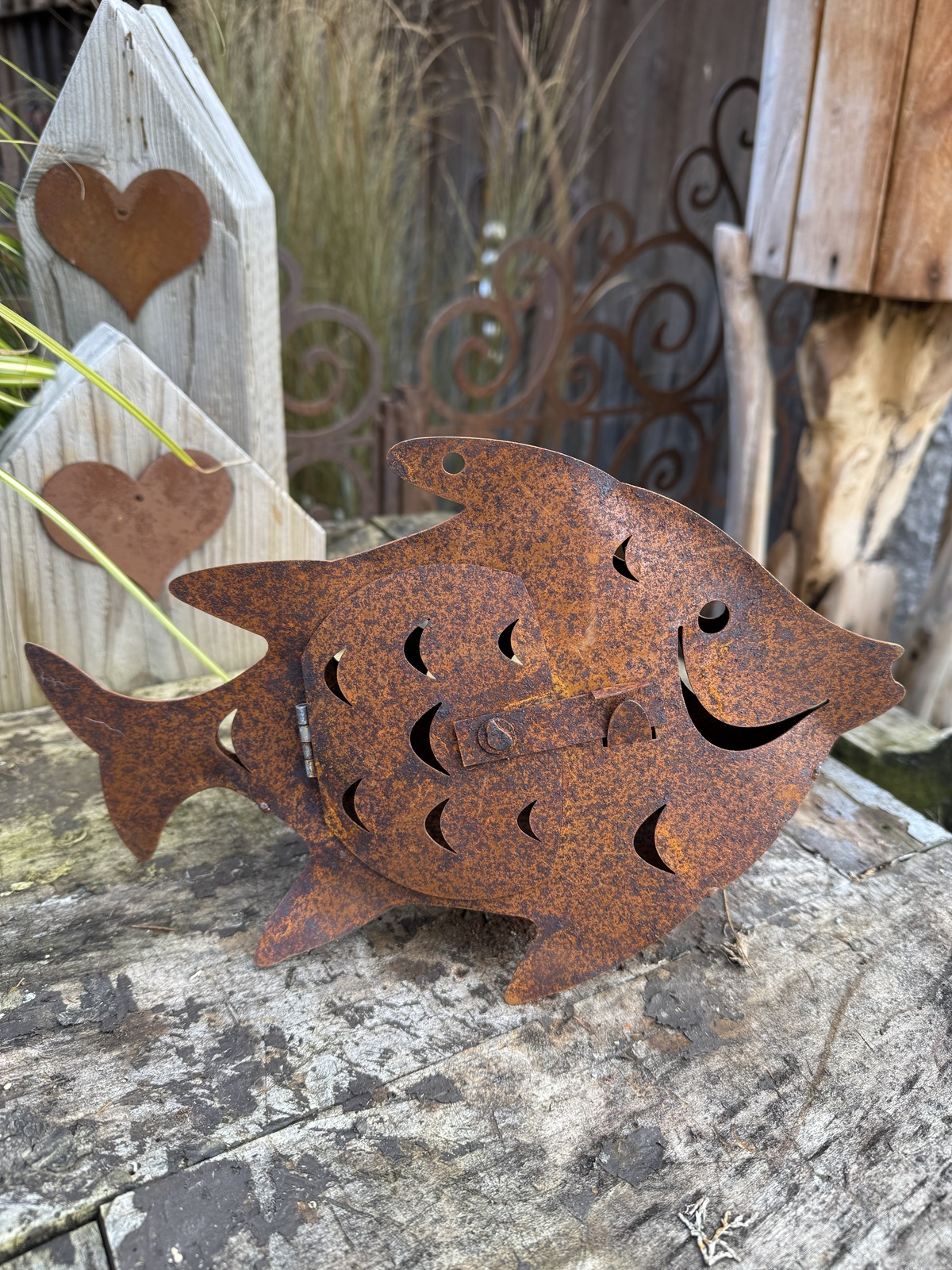 Edelrost Fisch 3D Form groß zum stellen oder hängen - Länge 30 cm