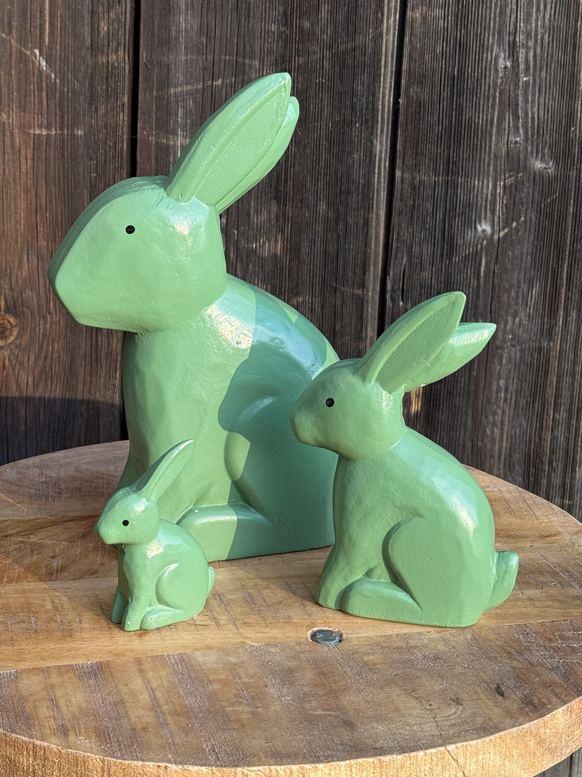 Holz Hase Rabbit dunkelgrün klein - Höhe 10 cm