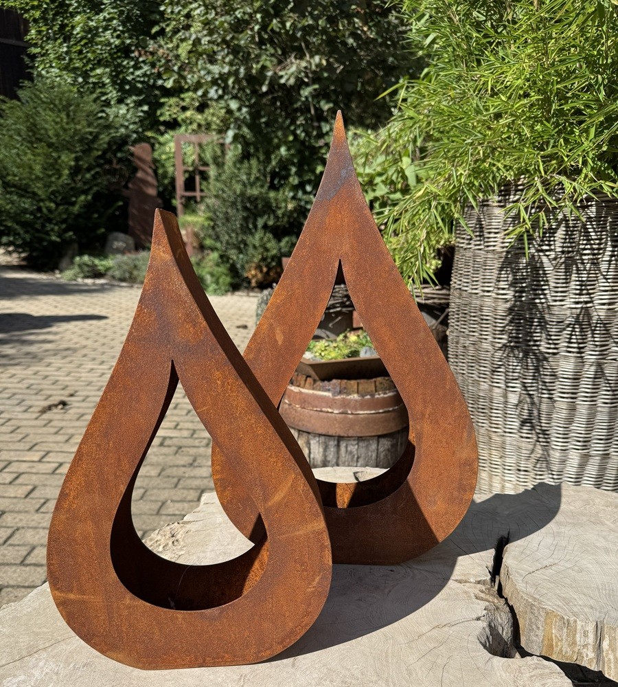 Edelrost Flamme mittel zum Stellen - Höhe 40 cm