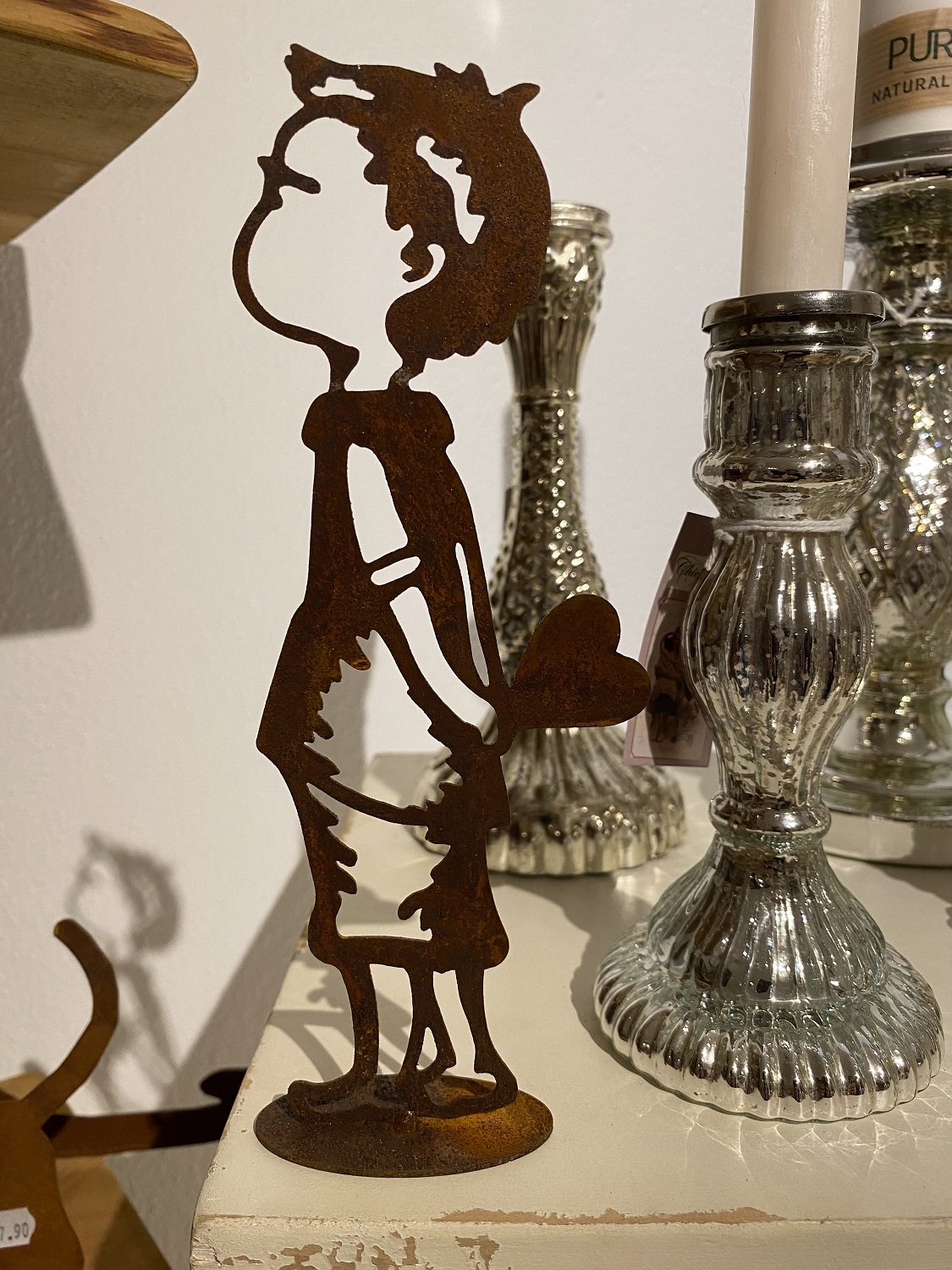 Edelrost Mini Junge Peter in offener Form mit Herz - Höhe 20 cm