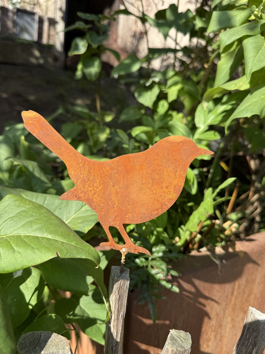 Edelrost Vogel Leon zum Schrauben - Höhe 11 cm