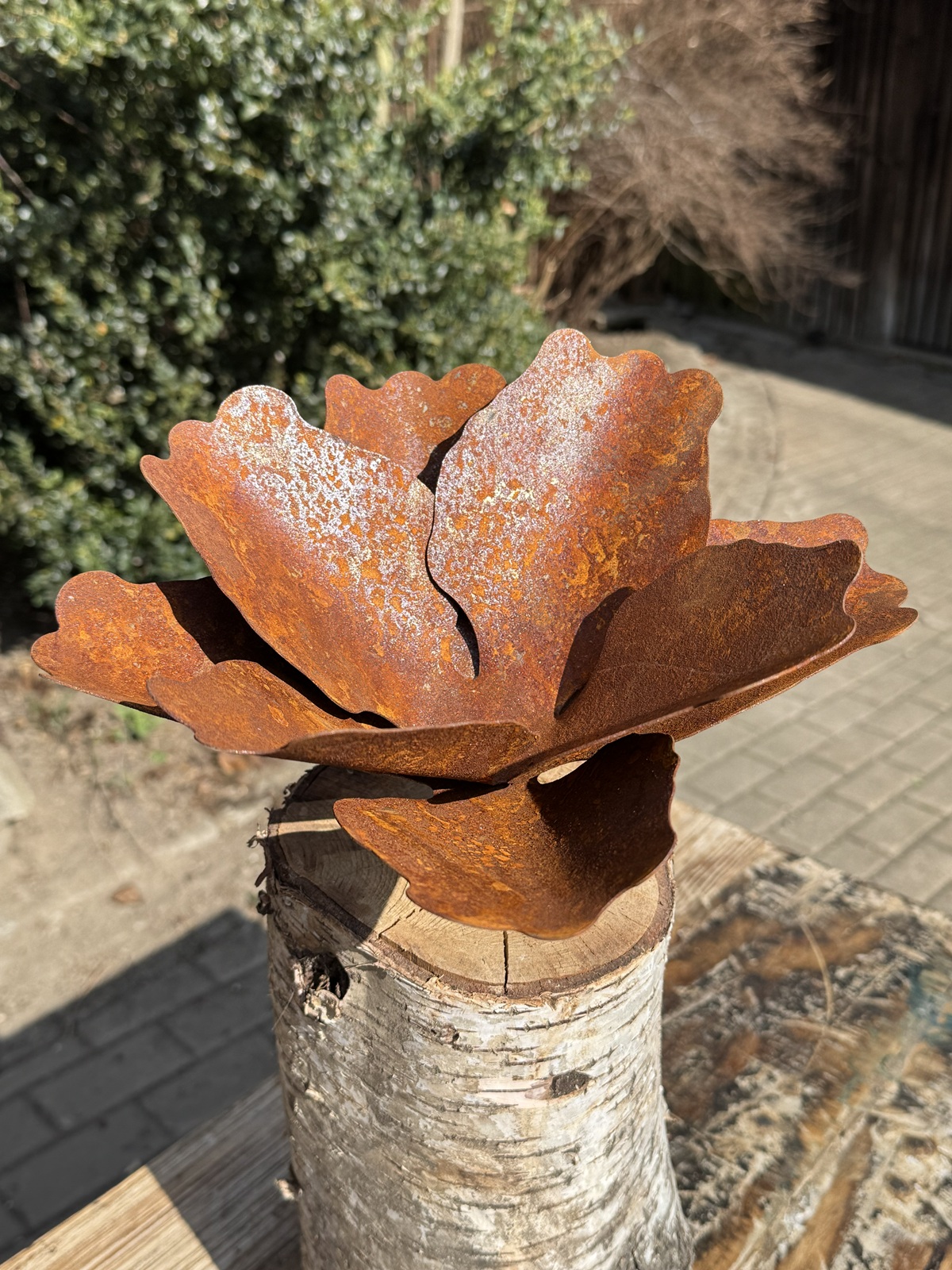Edelrost Blüte groß mit Schraube - Durchmesser ca. 28 cm