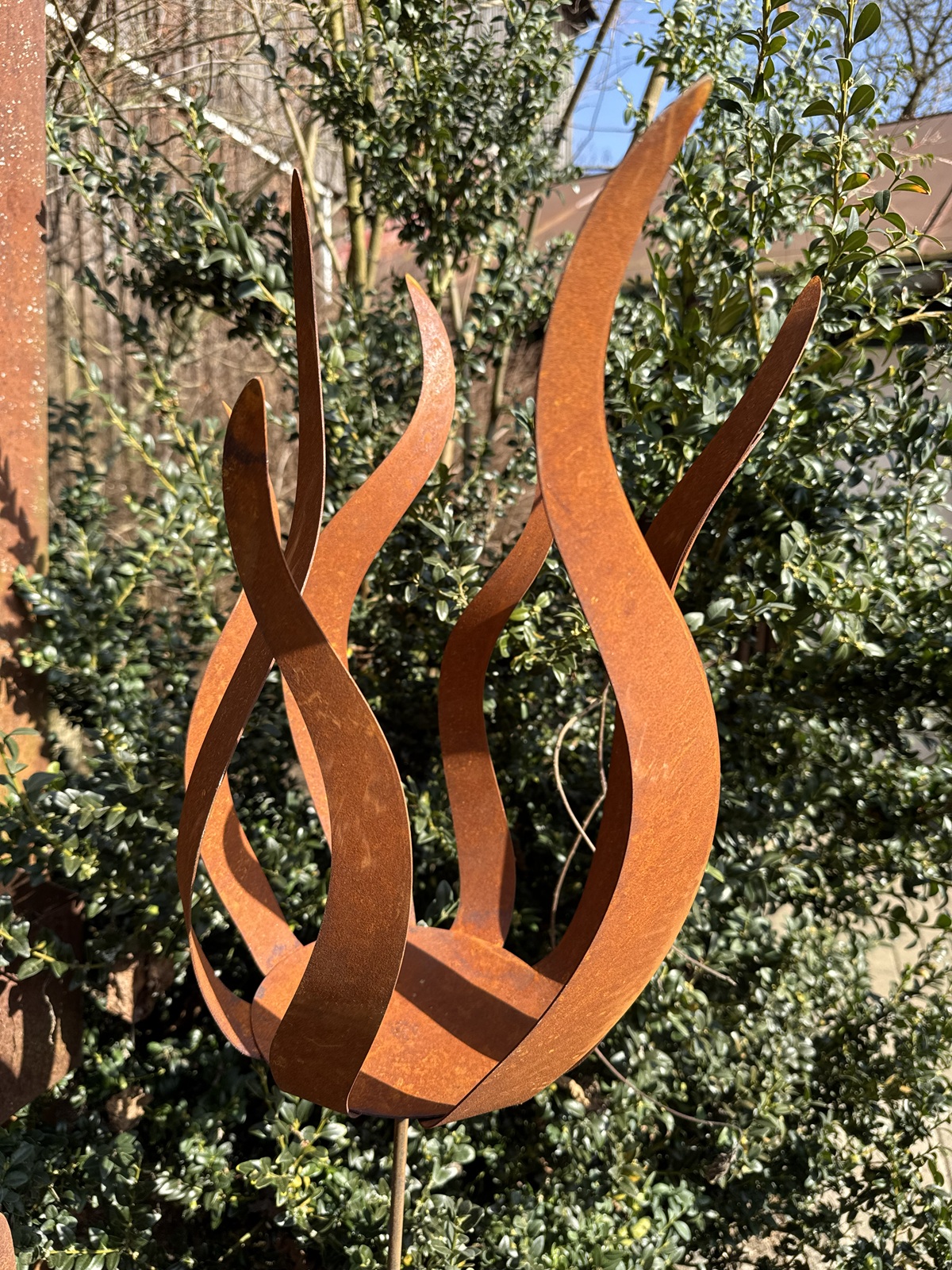 Edelrost Windlicht Flammenspiel mit Hülse  - Höhe ca. 45 cm