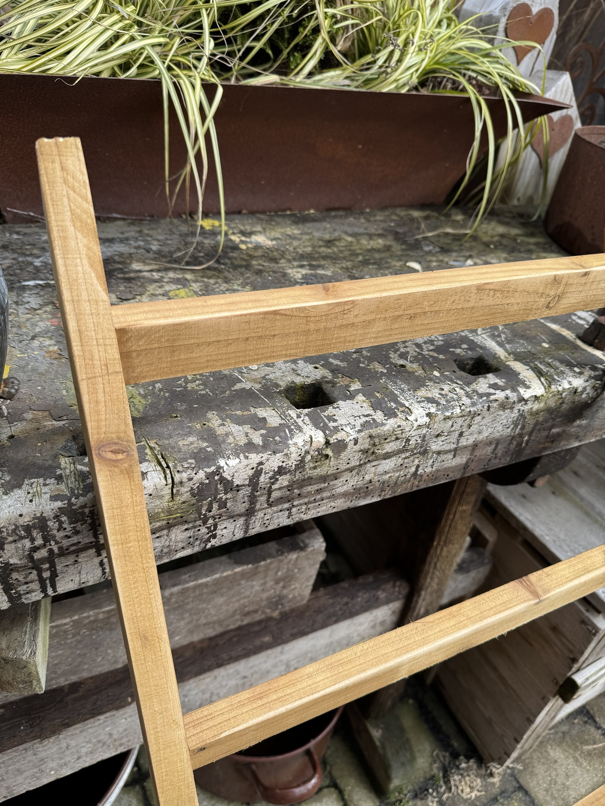 Holz Deko-Leiter breit naturfarben - Höhe 110 cm