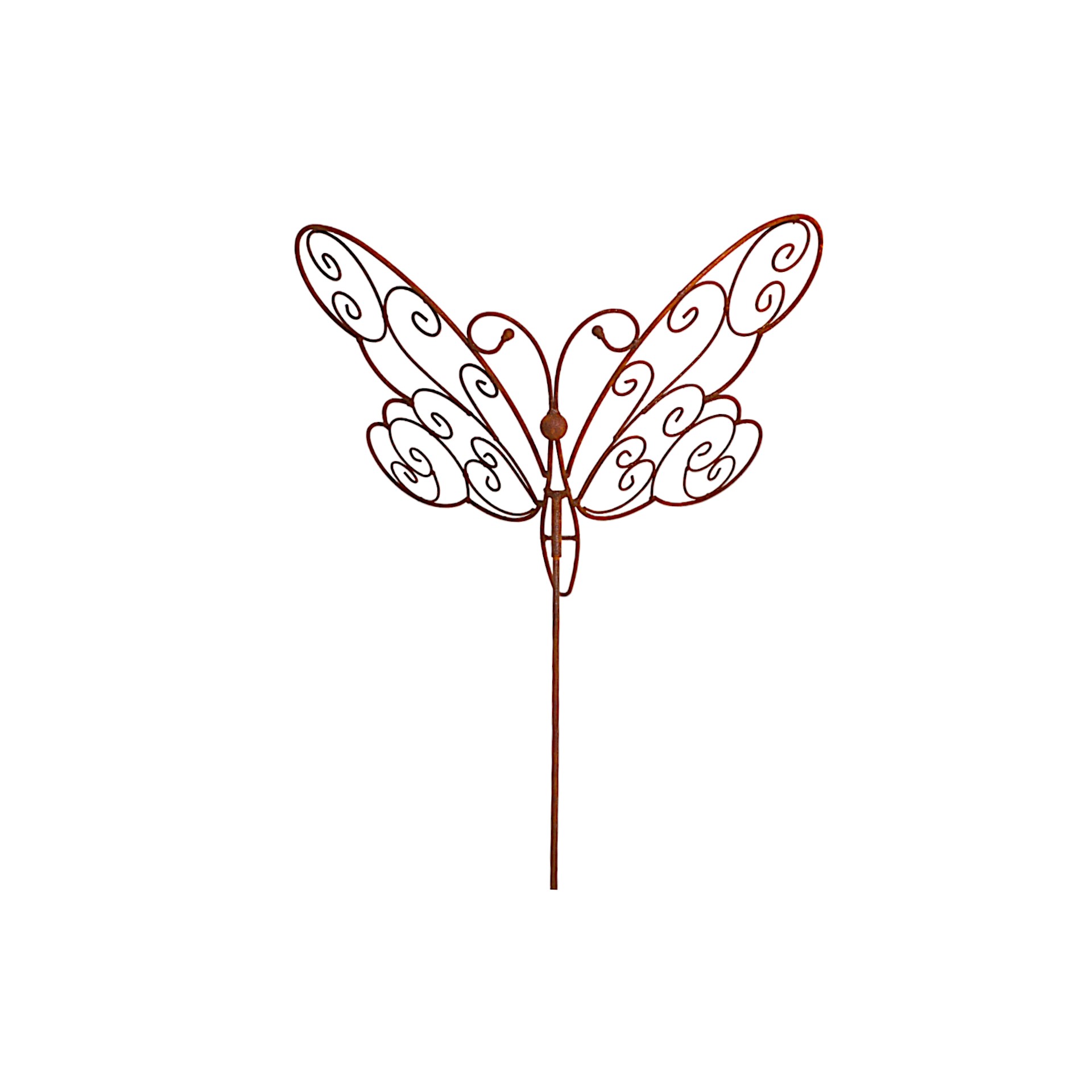 Edelrost Schmetterling filigran mit Hülse für Stab - Länge 61 cm
