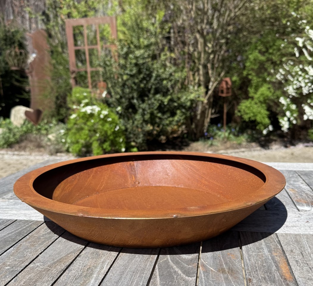 Edelrost Schale runde Form mit erhöhtem Rand - Durchmesser 40 cm