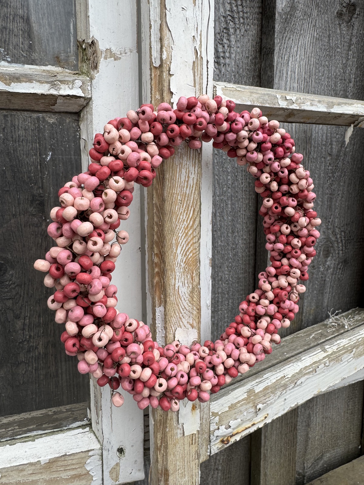 Holzperlenkranz Aride beere/rosa - Durchmesser 15 cm