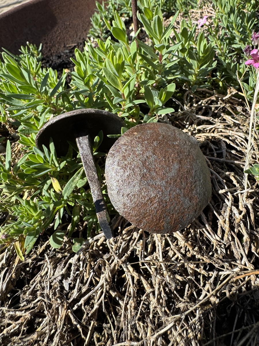 2 Gusseisen Deko-Nägel mit großem Kopf - Maße ca. 8 x 3 cm