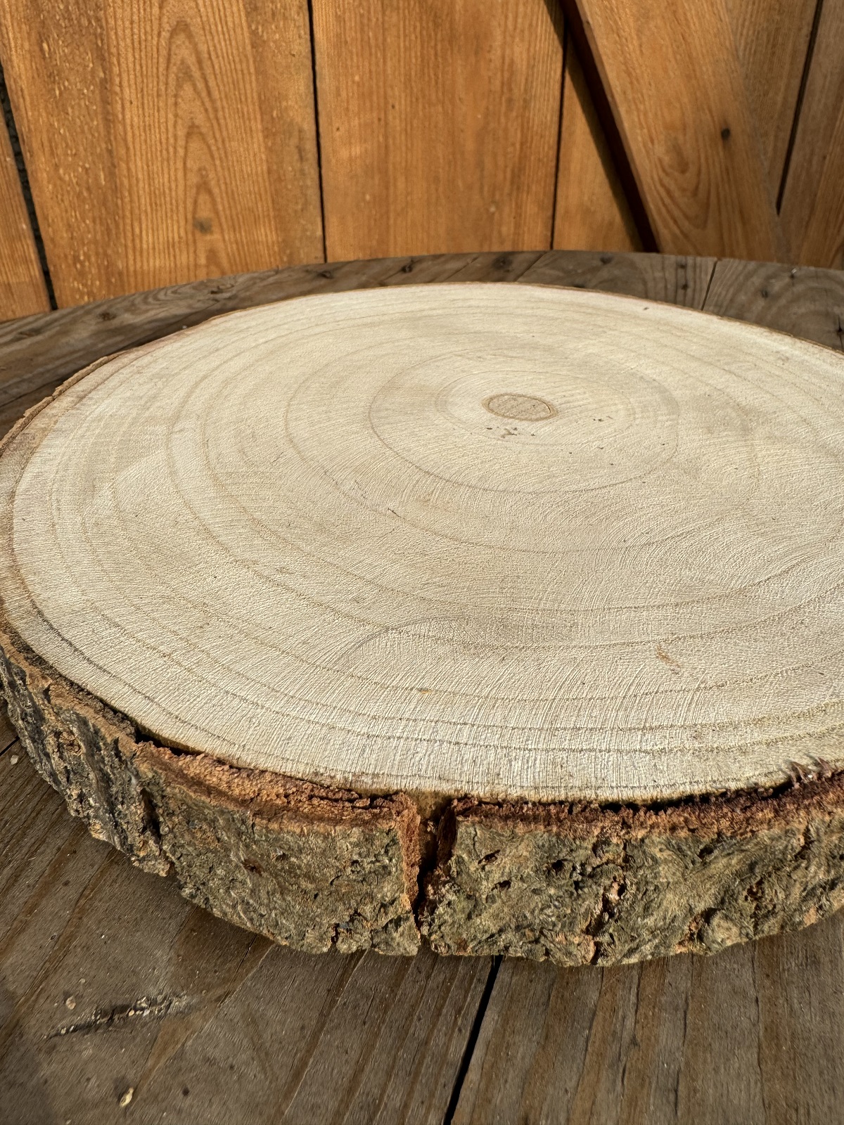Baumscheiben Tablett Rund 37 Cm - Aus Holz, Rustikal, Als Untersetzer Oder Deko