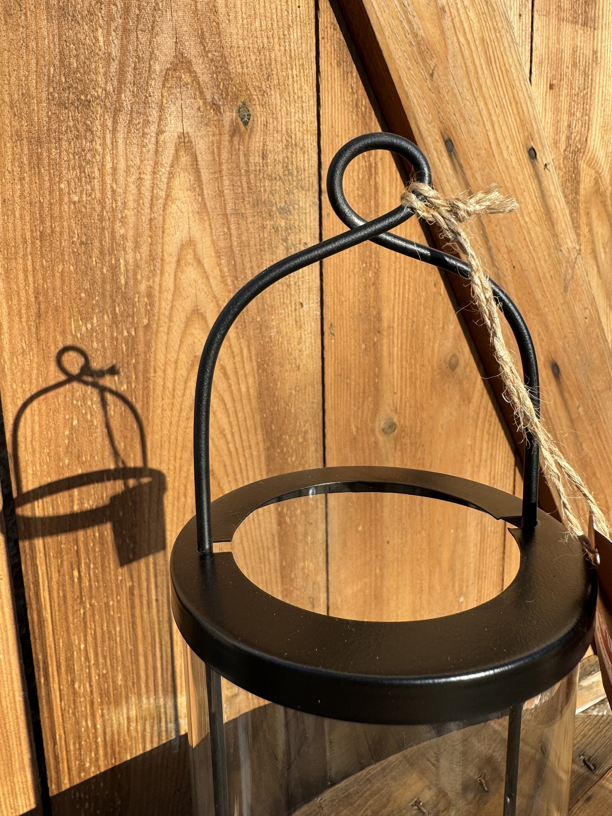 Glas Windlicht mit Kerzenhalter schwarz - Höhe 32,5 cm