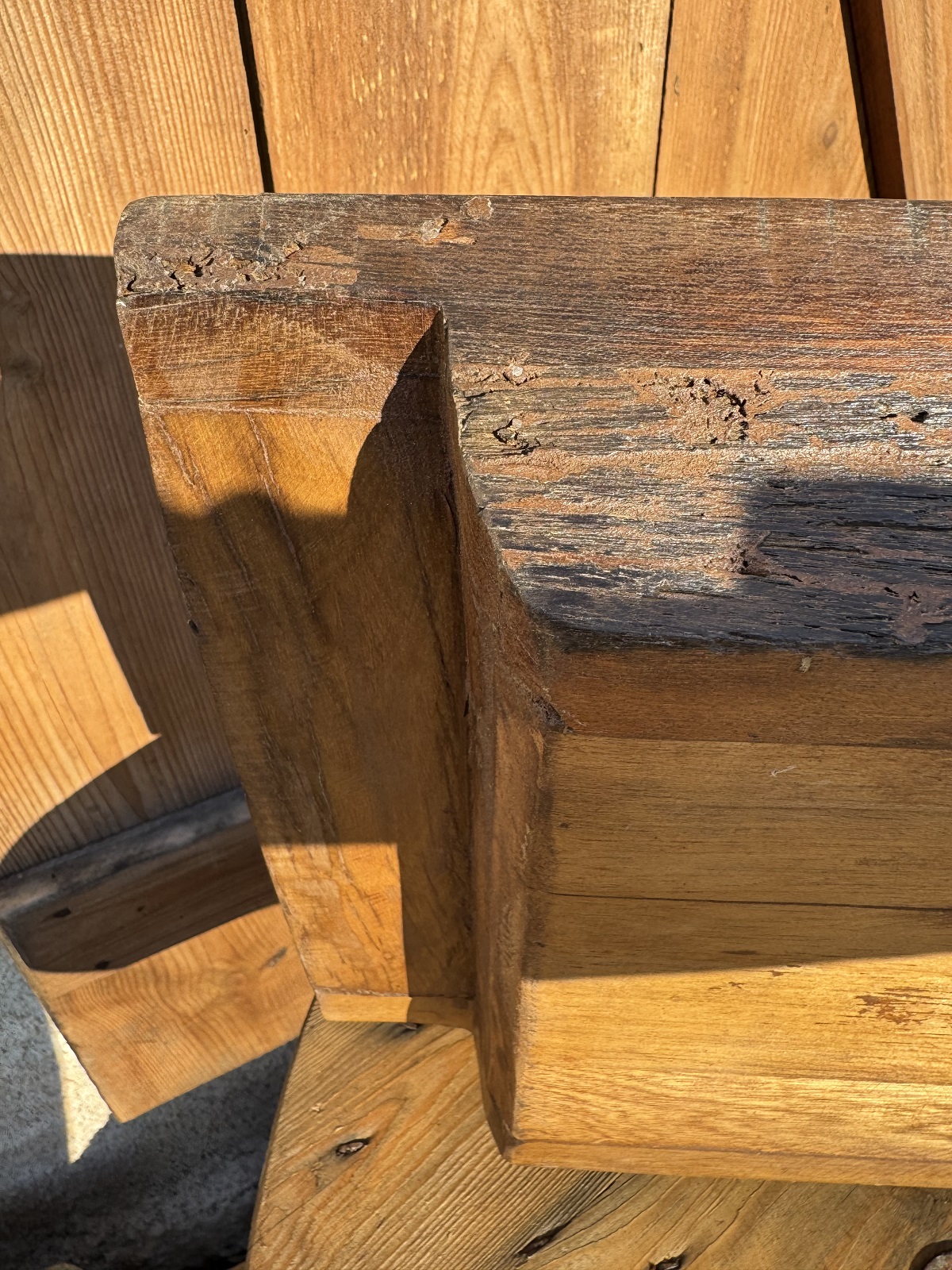 Teak Holz Schale eckige Form braun Antik (altes Holz) - Breite ca. 60 cm