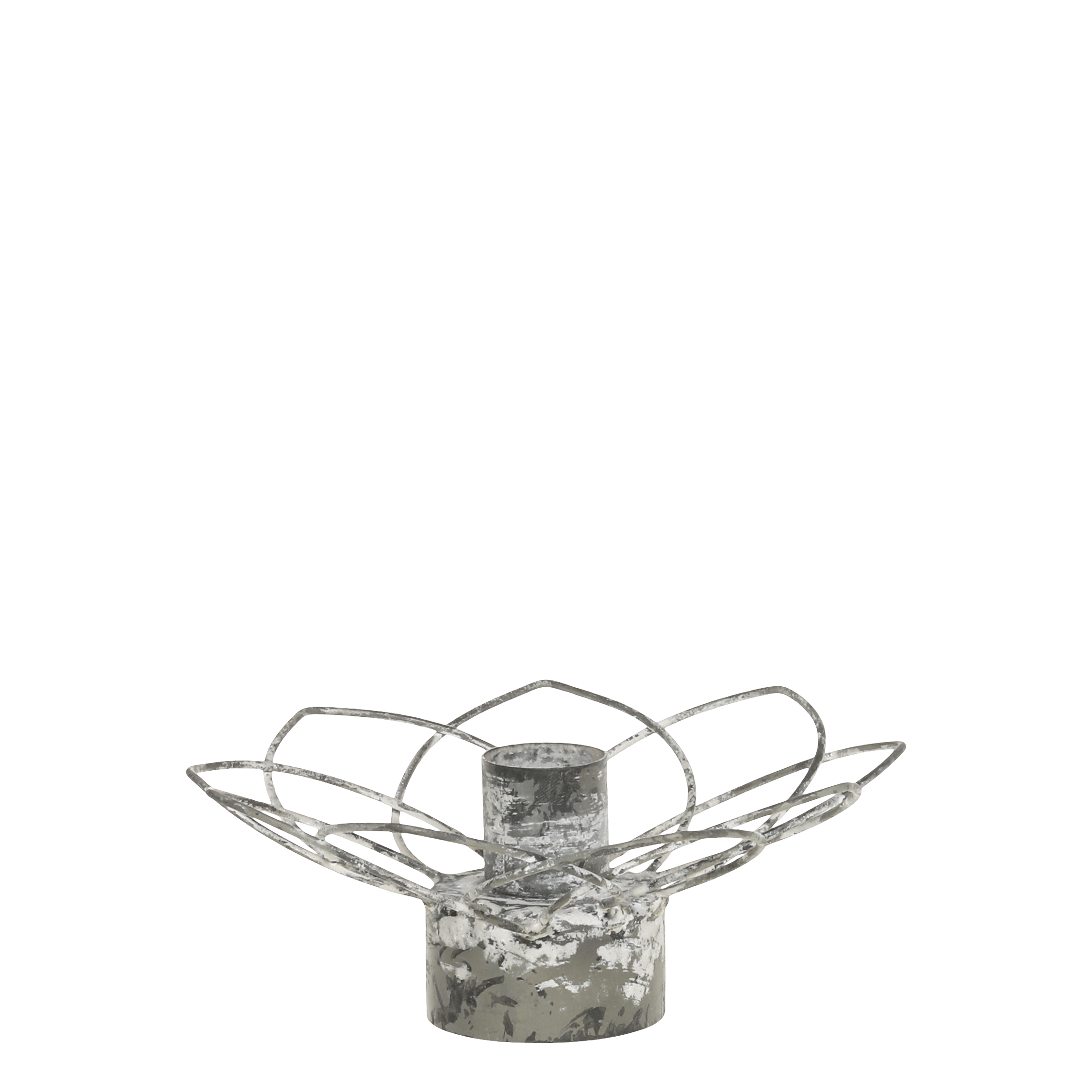 Zink Kerzenhalter Blüte klein beidseitig für Stabkerzen und Teelichter - Durchmesser 13 cm