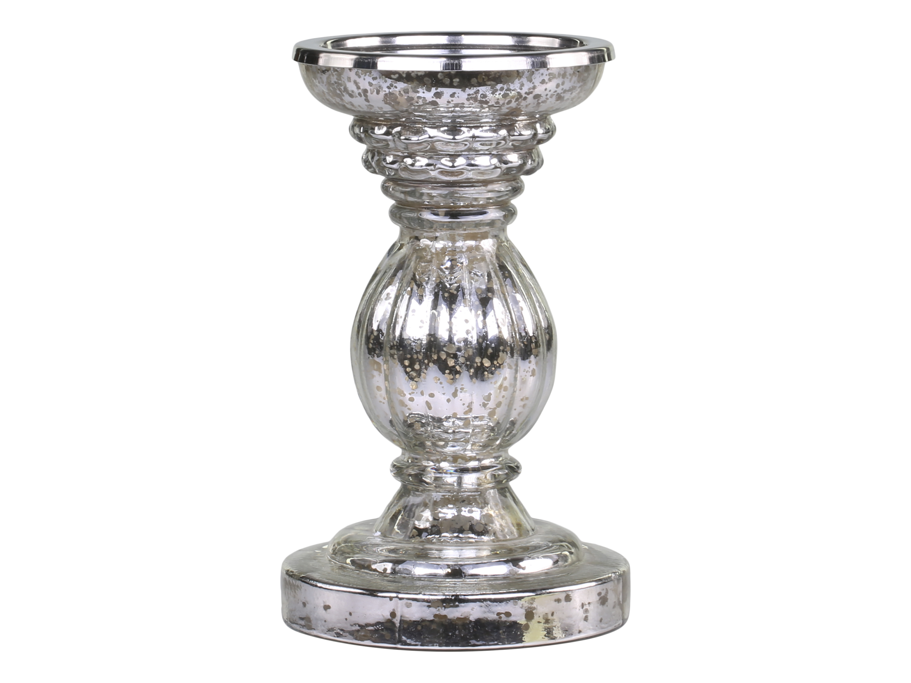 Kerzenständer für Stumpenkerzen Glas Bauernsilber - Höhe 19 cm