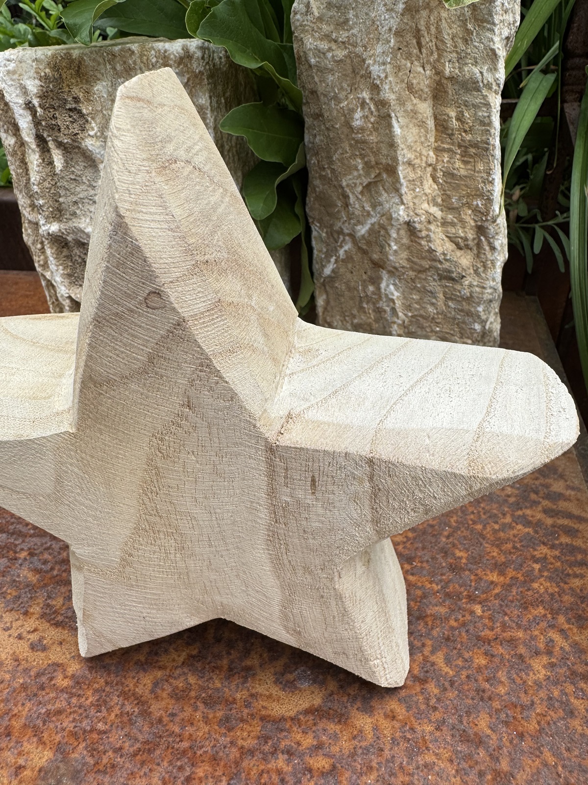 Holz Stern Blair bauchig naturbelassen - Durchmesser 20 cm