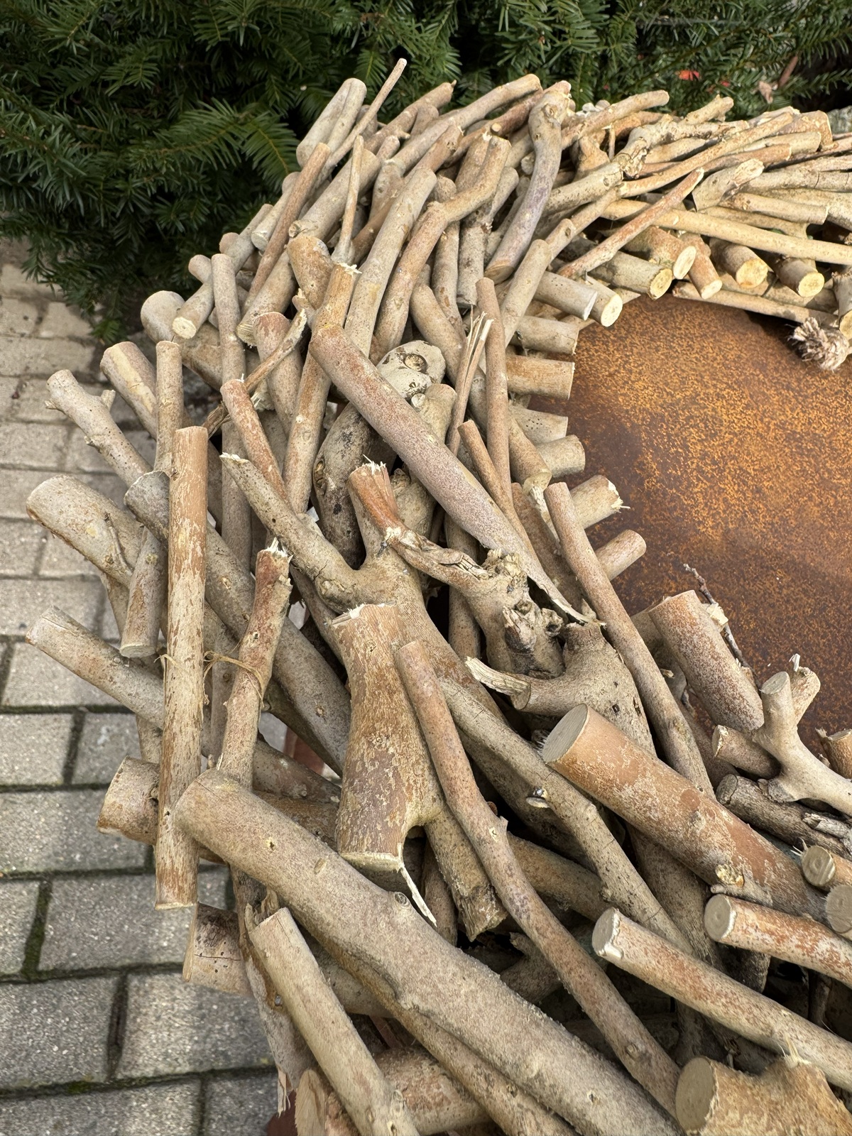 Naturkranz Aststücke grob geschnitzt naturbelassen - Durchmesser ca. 57 cm