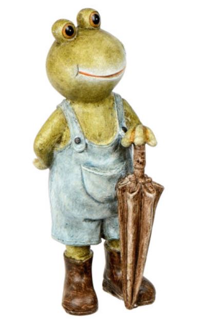Nostalgie Frosch Mann mit Regenschirm - Höhe 16 cm