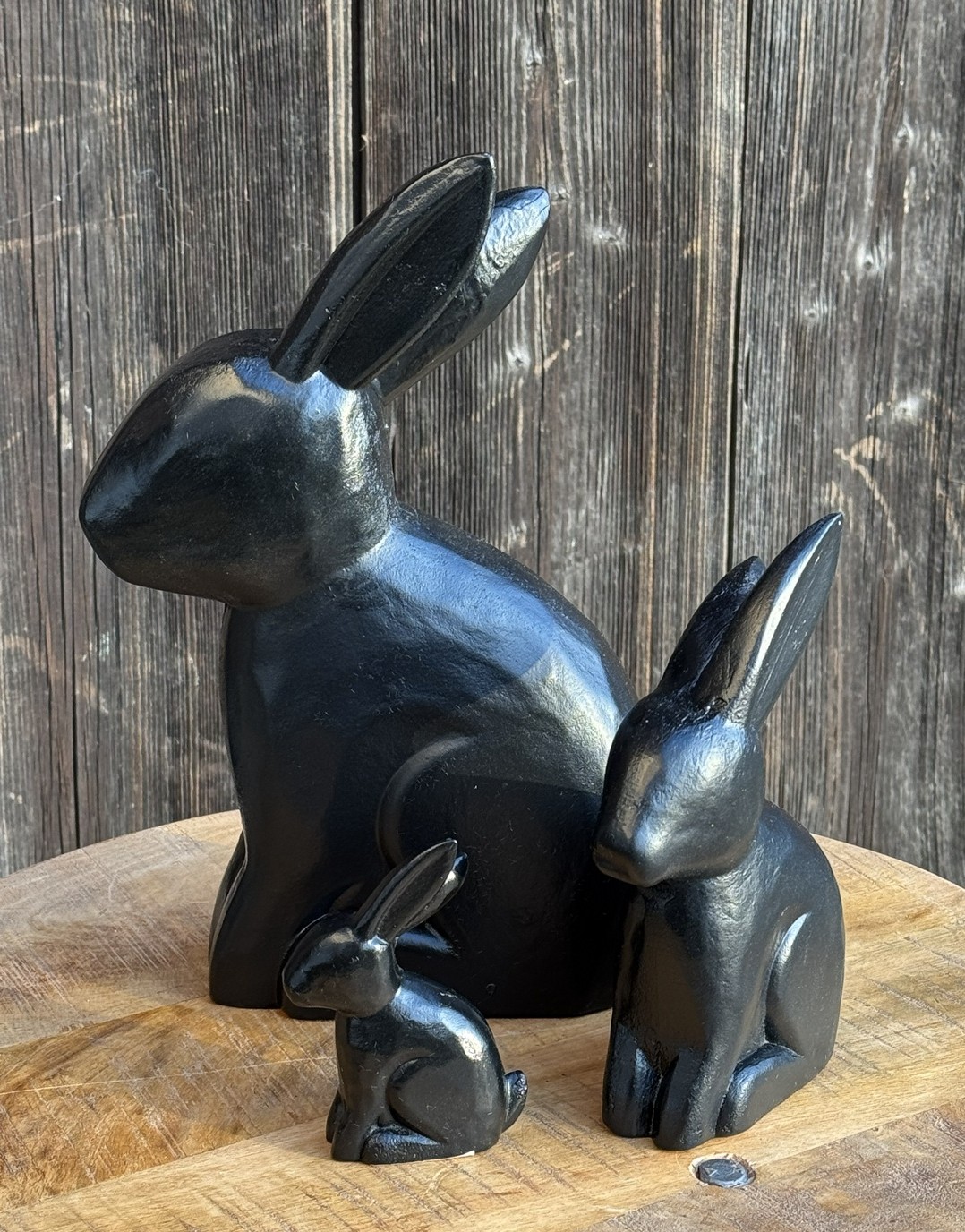 Holz Hase Rabbit schwarz groß - Höhe 27 cm