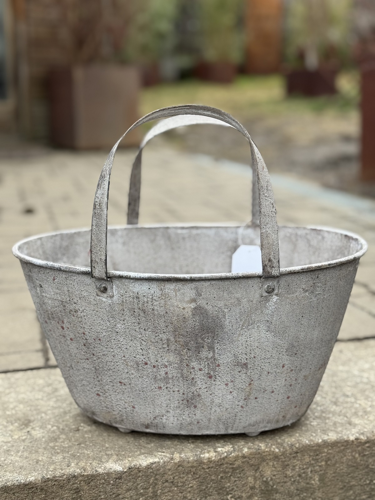 Eisenblech Tasche grau groß - Höhe 32 cm