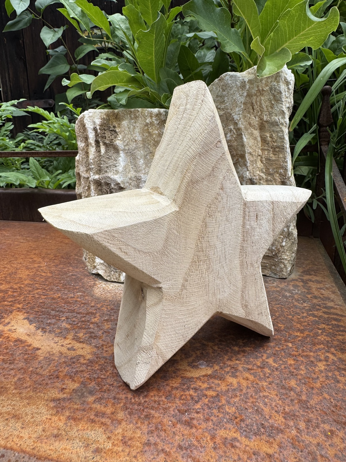 Holz Stern Blair bauchig naturbelassen - Durchmesser 20 cm