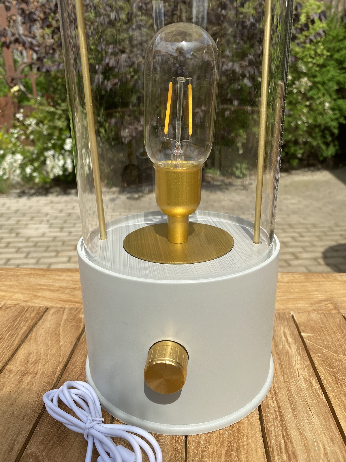 Outdoor Laterne groß grau mit Dimmer - Höhe 34 cm