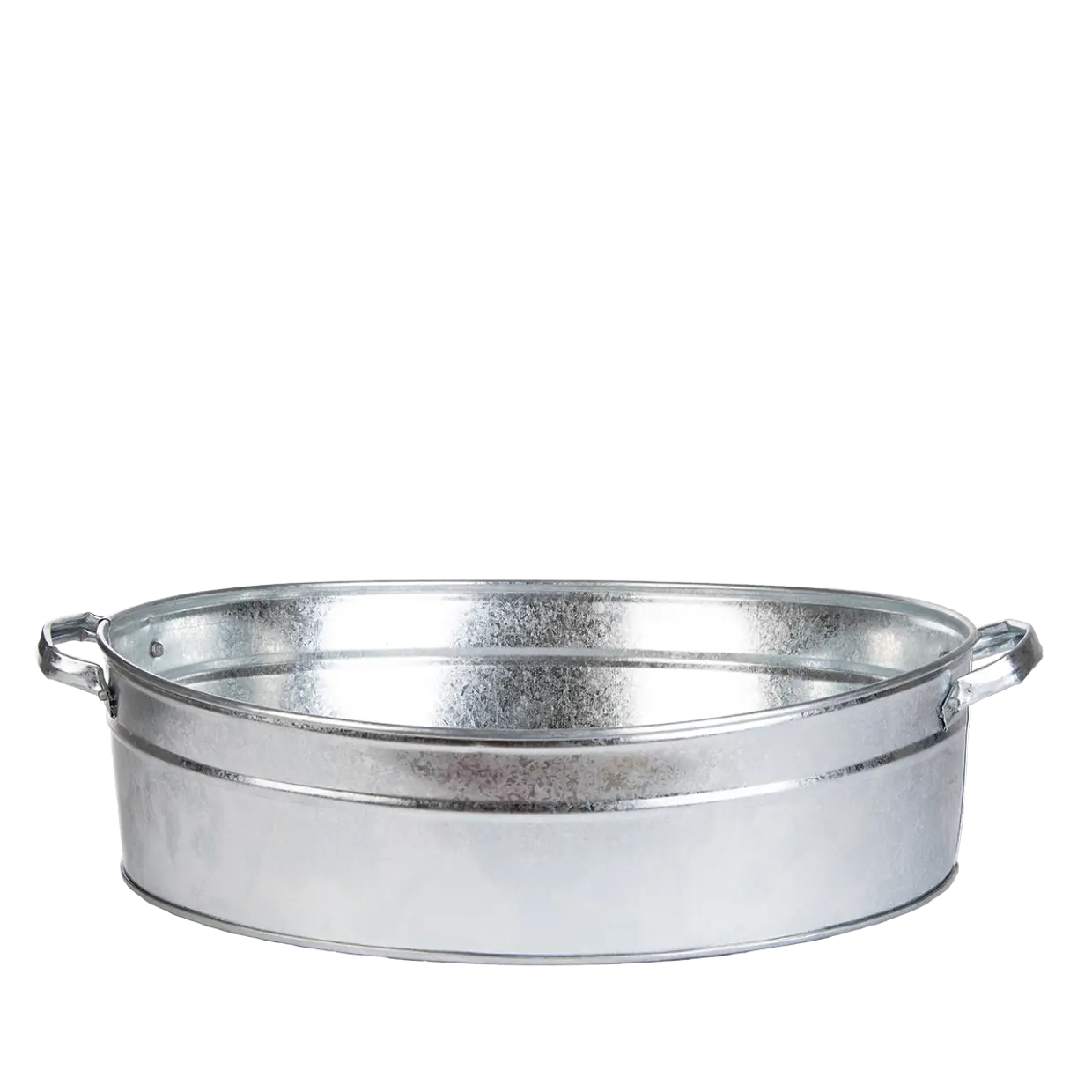 Zink Wanne glänzend ovale Form mit seitlichen Griffen - Länge 44 cm