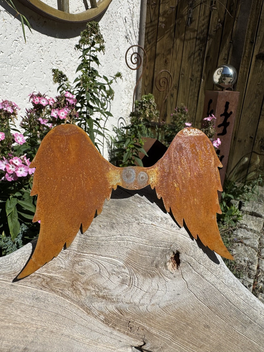 Edelrost Flügel Carolina groß mit Schraube – Breite 30 cm