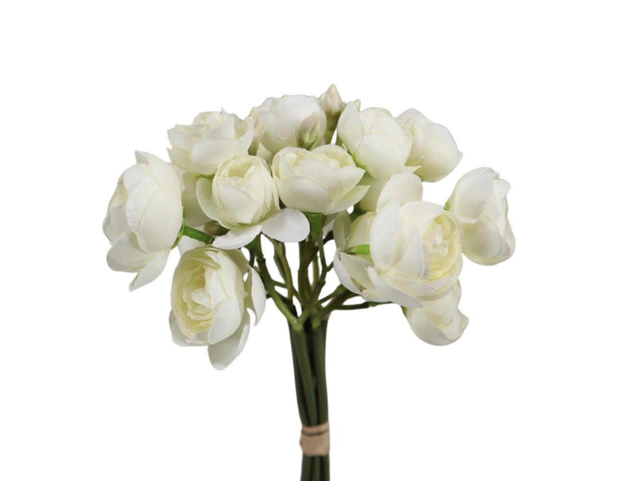 Seidenblume Ranuculus Bündel mit 25 Blüten creme - Höhe 33 cm