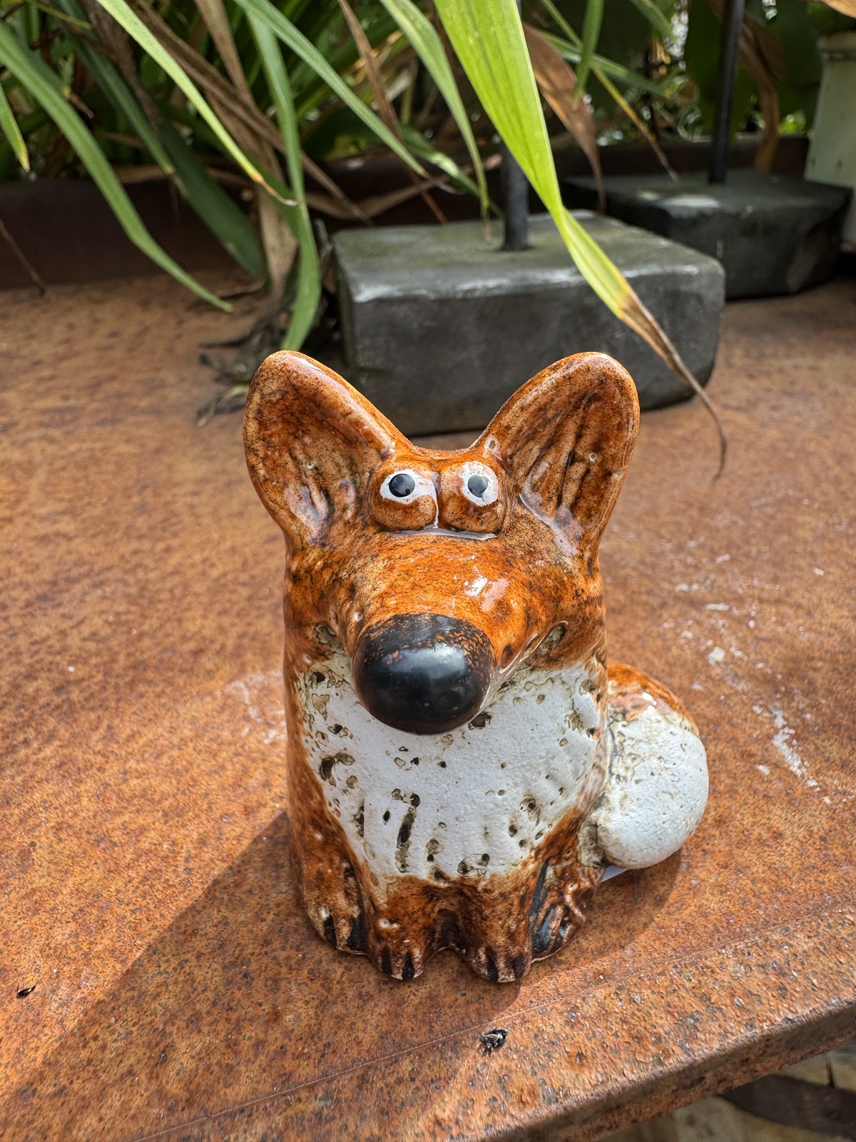 Keramik Mini Fuchs sitzend - Höhe 7 cm