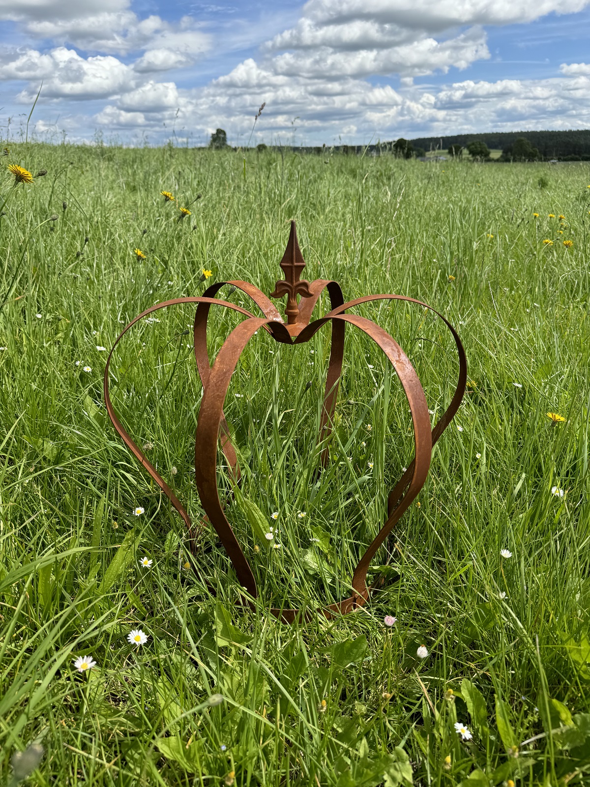 Edelrost Krone groß mit Lilienspitze - Höhe 50 cm