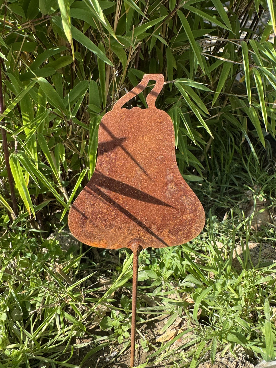 Edelrost Kürbis schmal auf Stab - Höhe 10 cm + 15 cm Stab