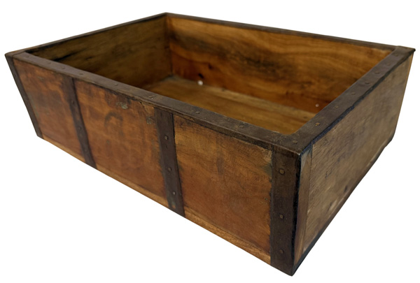 Holz Kiste mit Metallrahmen rostig - Länge 40 cm