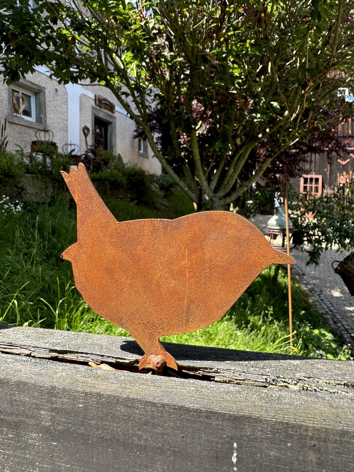 Edelrost Vogel Emil mit Schraubgewinde