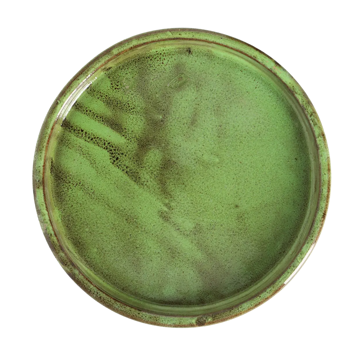 Terrakotta Untersetzer / Insektentränke glasiert grün groß - Durchmesser 25 cm