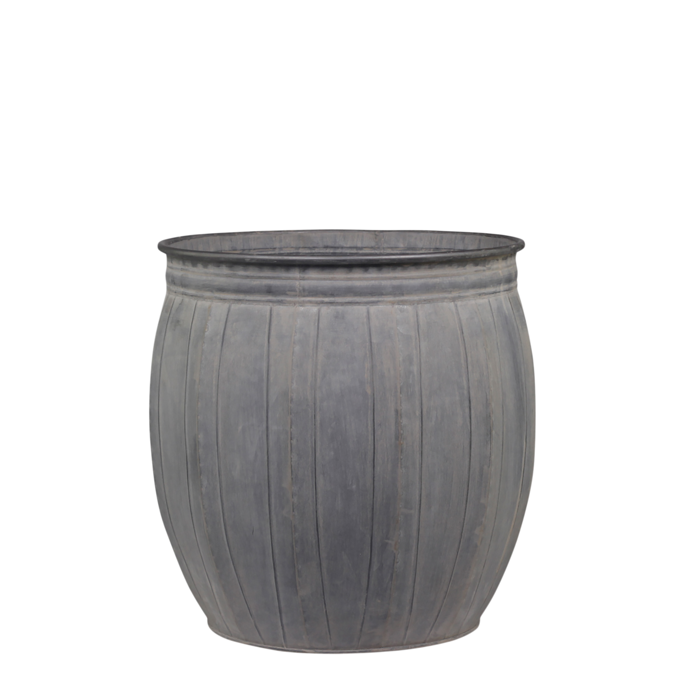 Zink Übertopf runde Form klein  - Höhe 28 cm