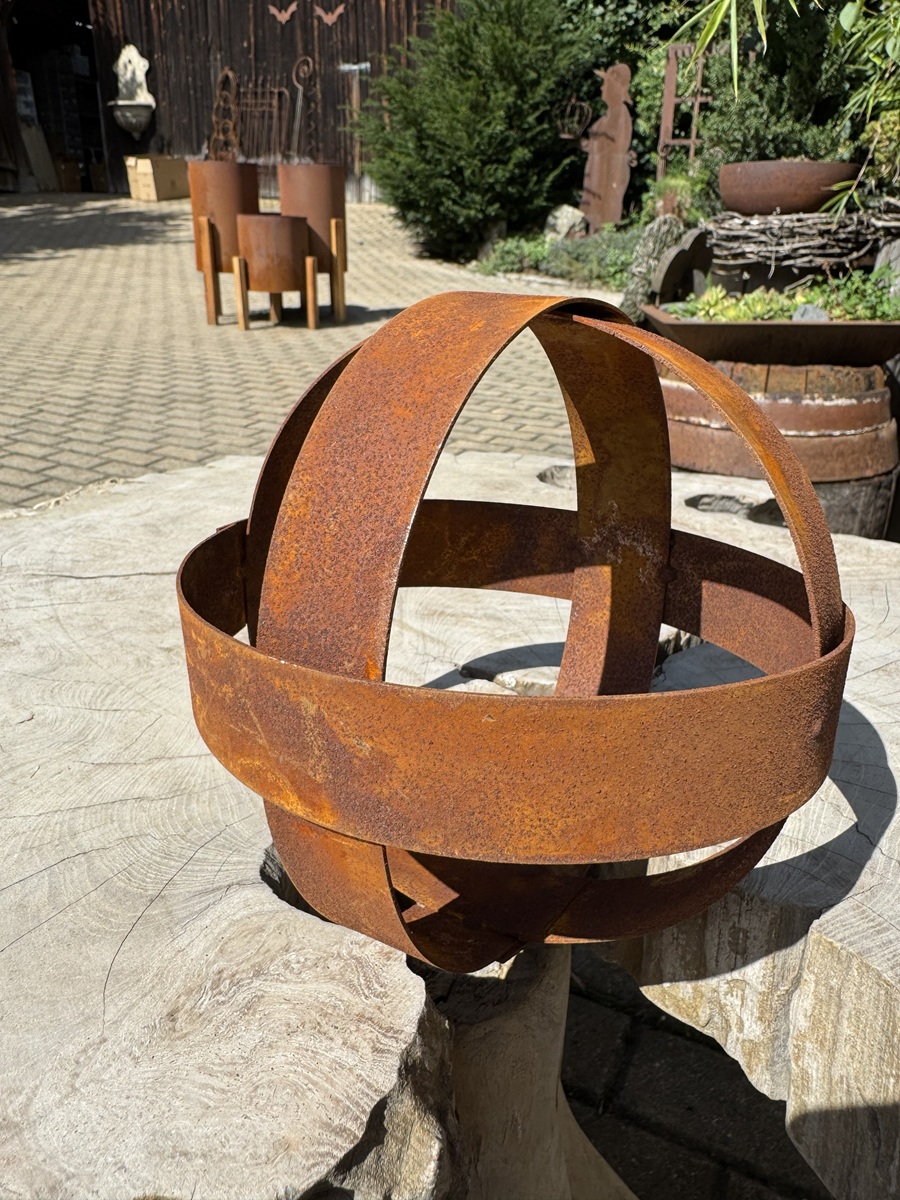 Edelrost Mini Bänderkugel - Durchmesser 15 cm