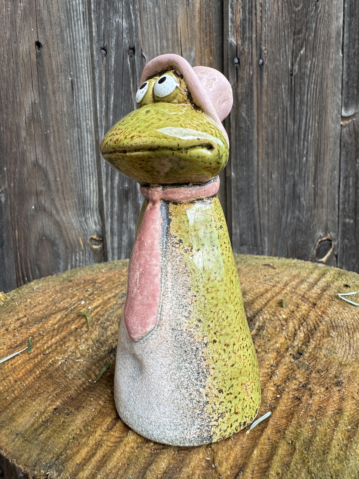 Keramik Zaunfigur Froschmann Fritz mit Krawatte  - Höhe 17 cm