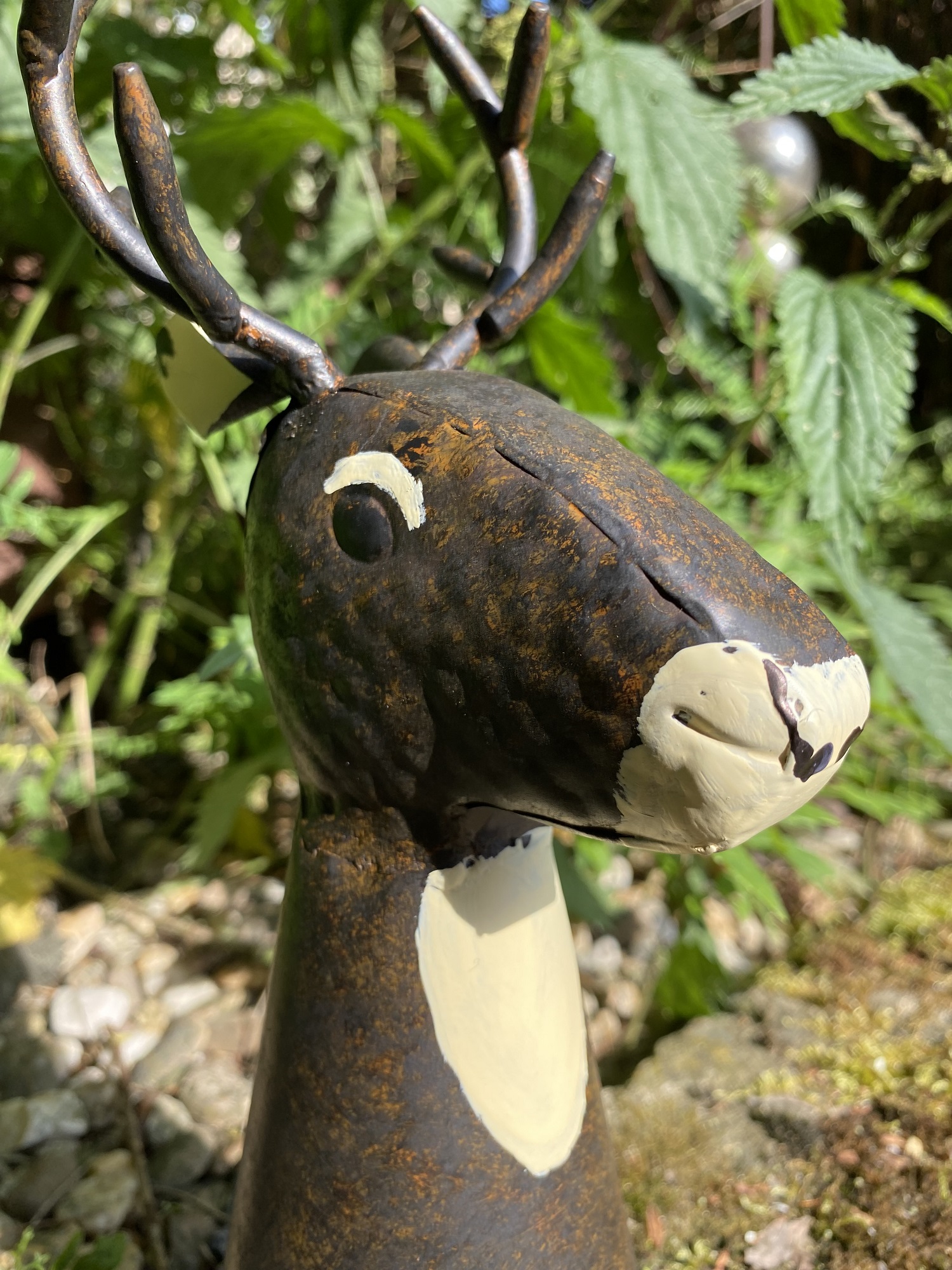 Metall Zaunhocker rund Rehbock  - Höhe 28 cm