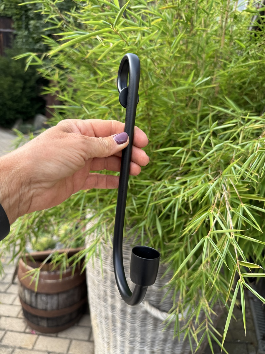 Metall Kerzenhalter Schwarz zum Einhängen in Gläser für Stabkerzen - Höhe 25 cm