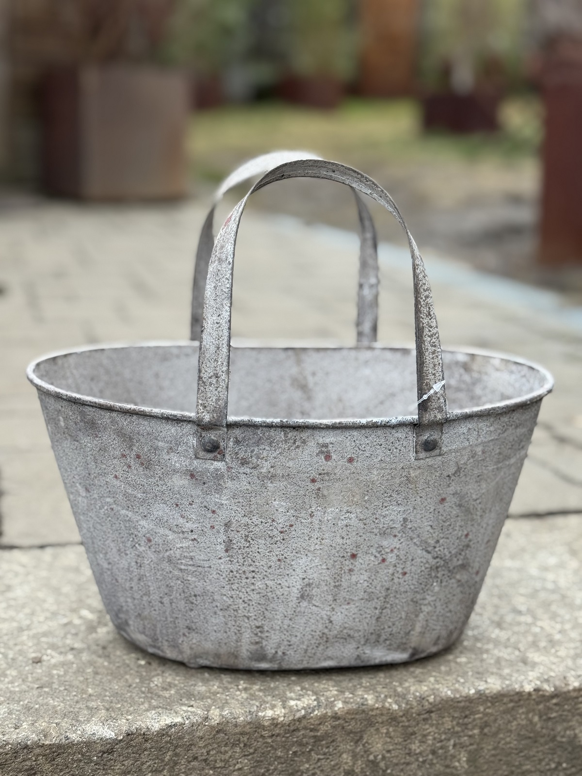 Eisenblech Tasche grau mittel - Höhe 28 cm