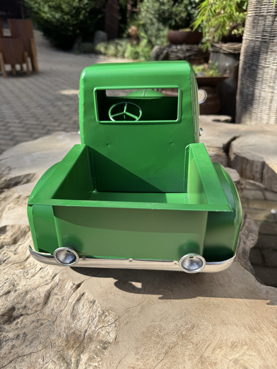 Metall Retro Fahrzeug Truck Dunkelgrün mit offener Ladefläche - Länge ca. 45 cm