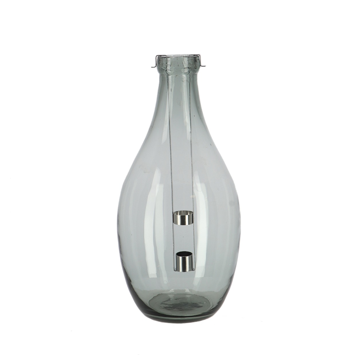 Glas Flaschenwindlicht mit integriertem Stabkerzenhalter - Höhe 38,5 cm