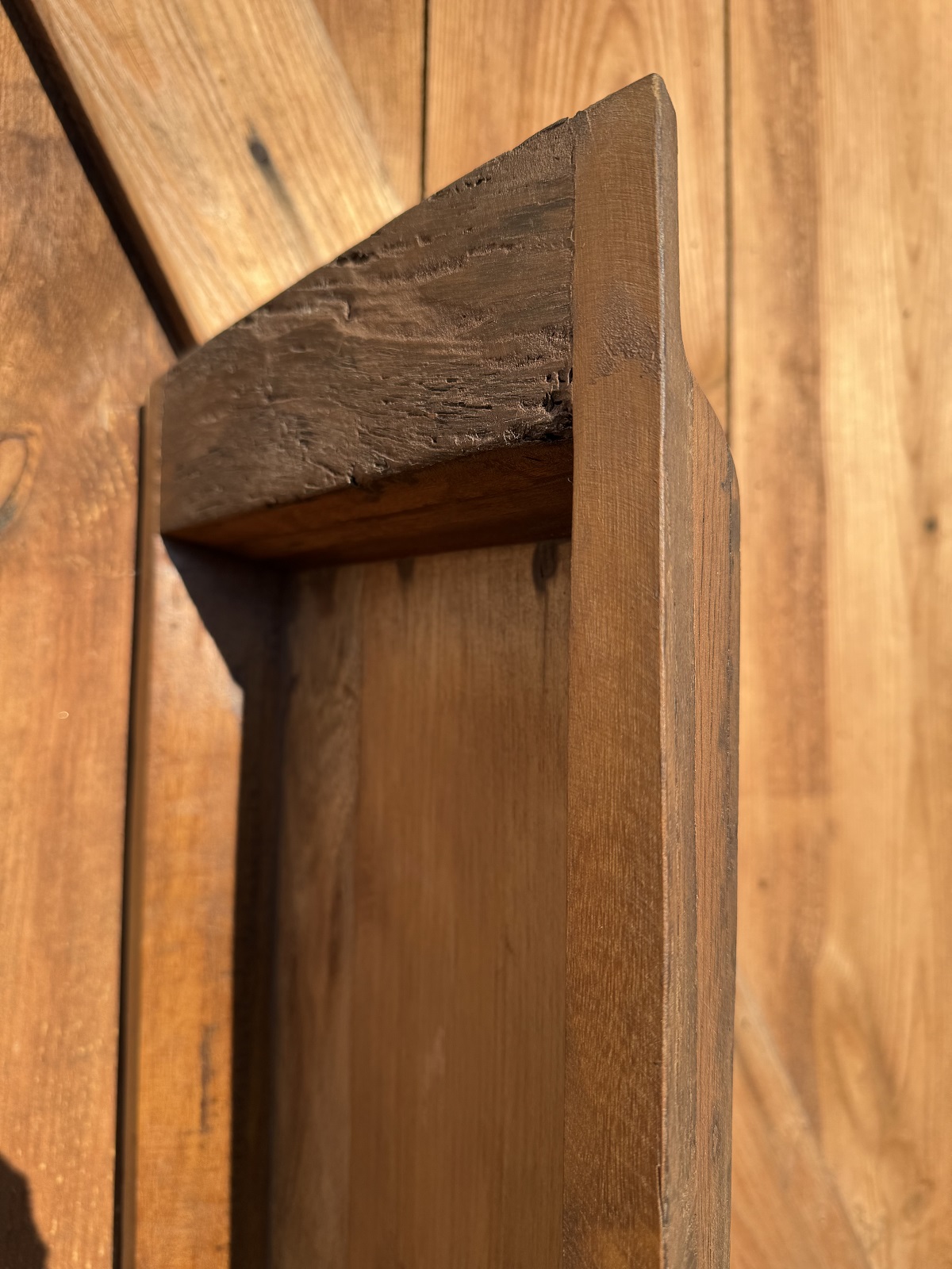 Teak Holz Schale eckige Form braun Antik (altes Holz) - Breite ca. 60 cm
