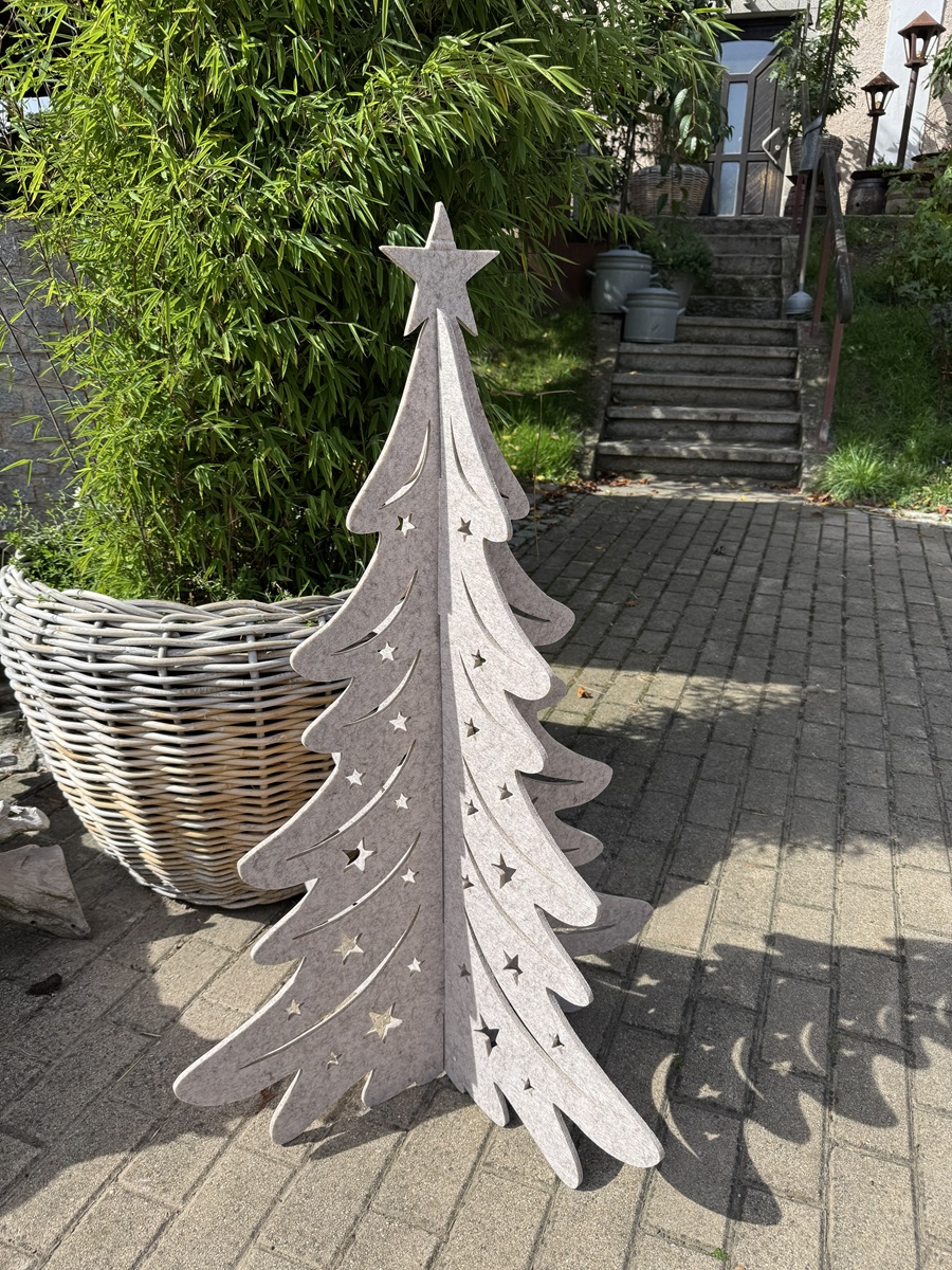3D Filz Tannenbaum Beige groß - Höhe 110 cm