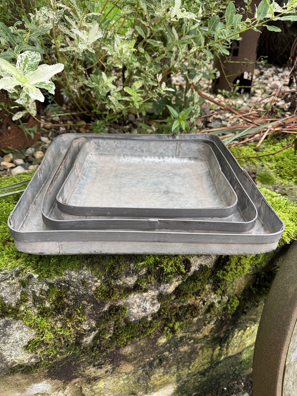 Zink Tablett quadratisch groß - Durchmesser 34,5 cm