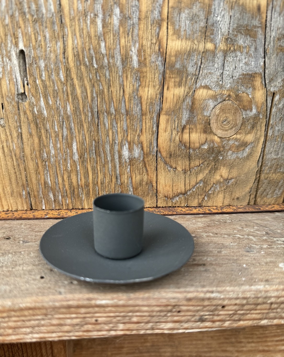 Kerzenhalter mit Platte dunkelgrau für Stabkerzen - Durchmesser 7 cm