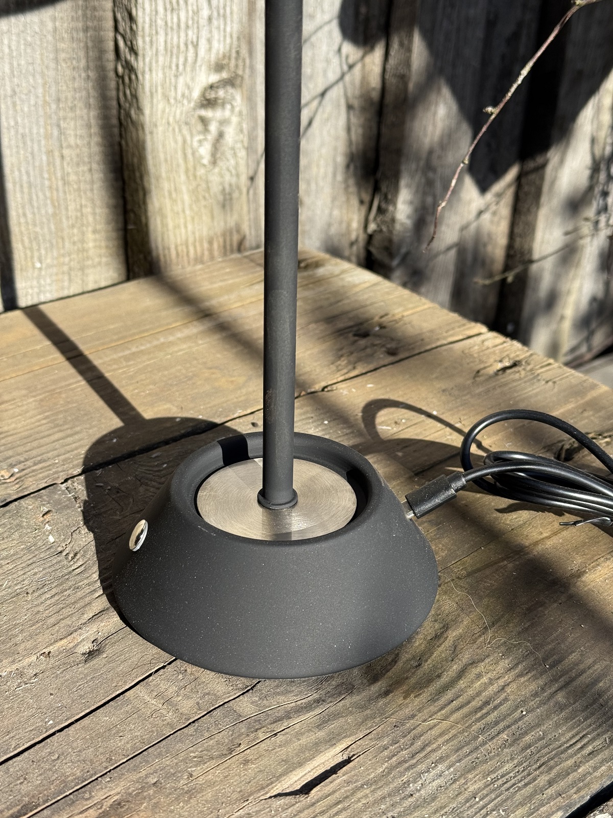 Outdoor Tischleuchte LED Lampe schwarz groß mit Touch und Ladekabel - Höhe 34 cm