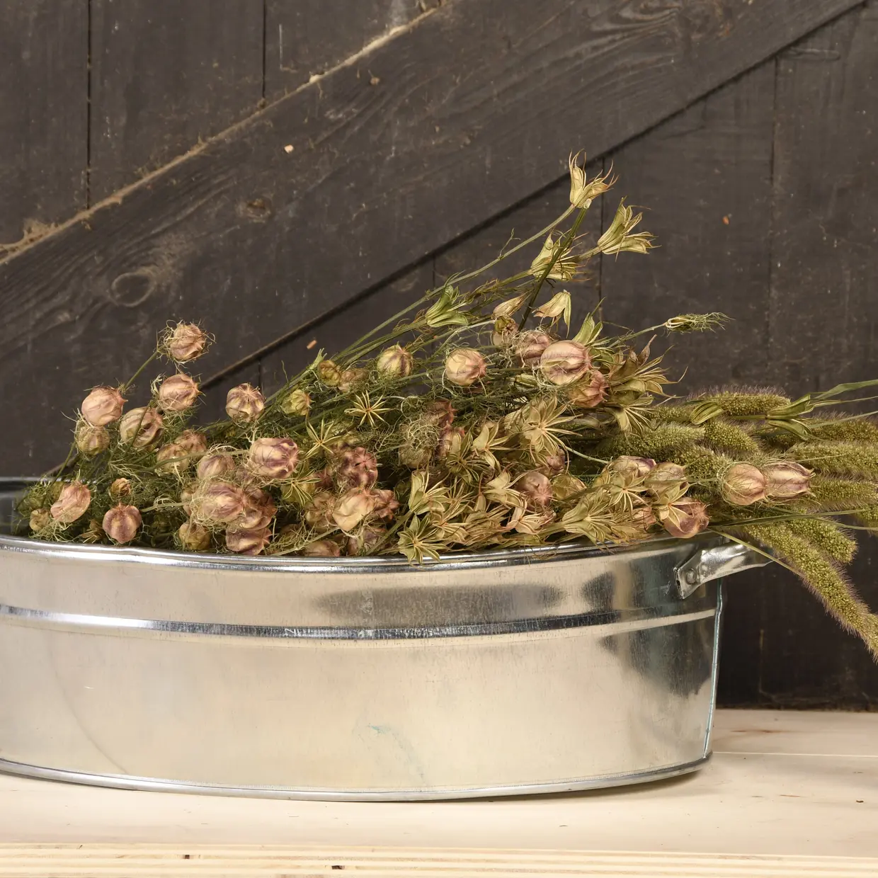 Zink Wanne glänzend ovale Form mit seitlichen Griffen - Länge 44 cm