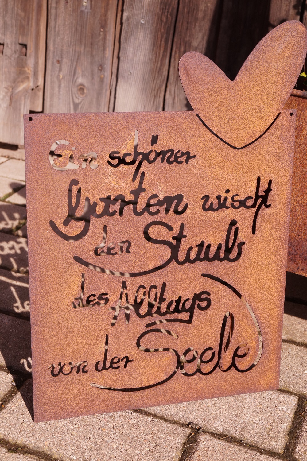 Edelrost Laser Tafel Ein schöner Garten - Höhe 39 cm
