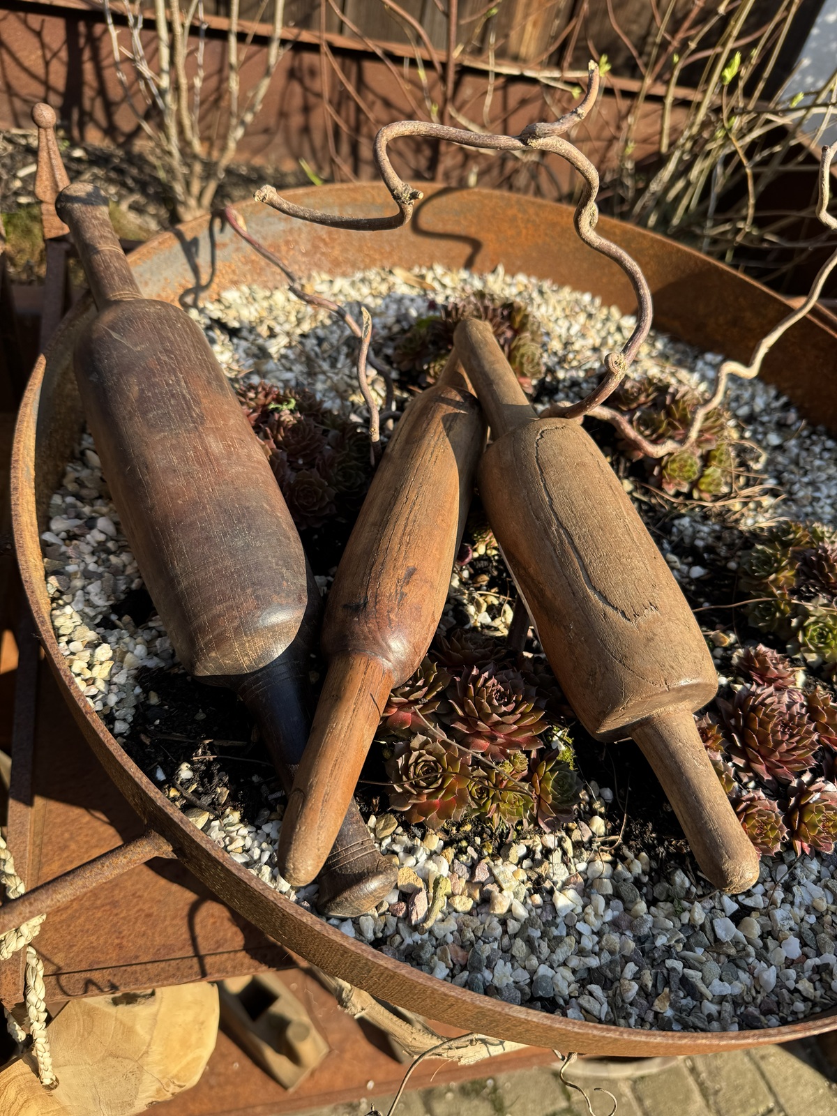 Alte Holz Spindel ( Jedes Teil ein Unikat ) braun/dunkelbraun