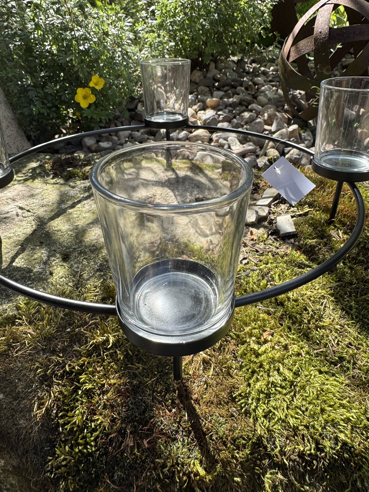 Metall Ring zum stecken mit 4 Teelichtgläsern - Durchmesser 35 cm